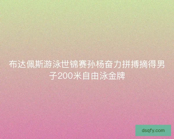 布达佩斯游泳世锦赛孙杨奋力拼搏摘得男子200米自由泳金牌